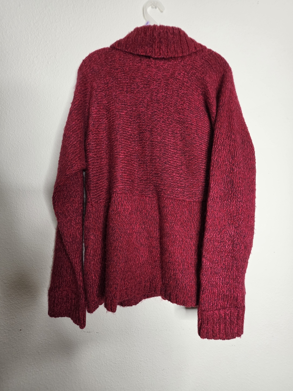 Jones New York Signature Womens Red Chunky Knit V-Neck Cardigan Dolman Sz L - Picture 12 of 12